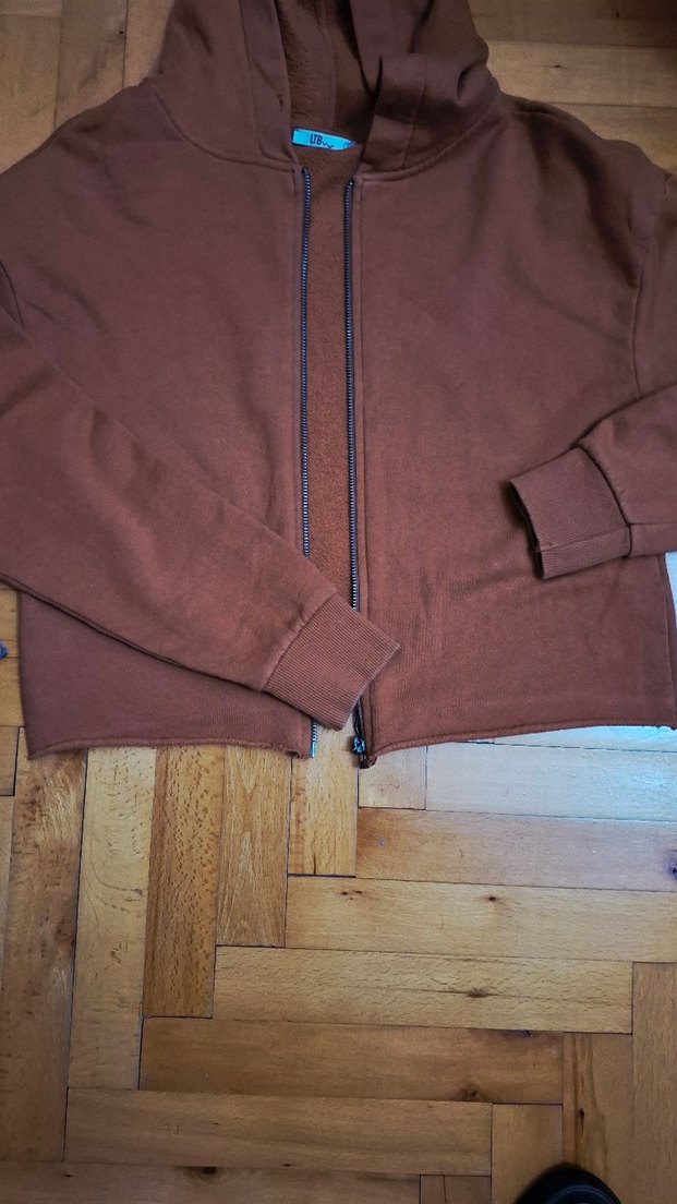 Kadın Kahverengi Fermuarlı Sweatshirt - Görsel 3