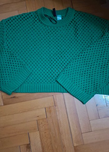 Kadın Yeşil Örgü Triko Kazak - Görsel 2