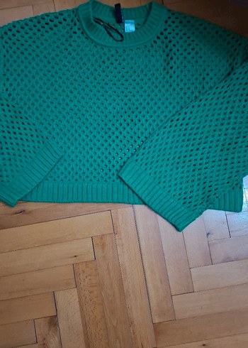 Kadın Yeşil Örgü Triko Kazak - Görsel 3