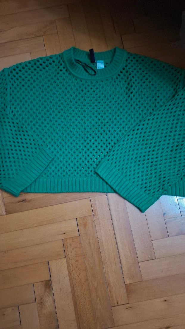 Kadın Yeşil Örgü Triko Kazak - Görsel 2