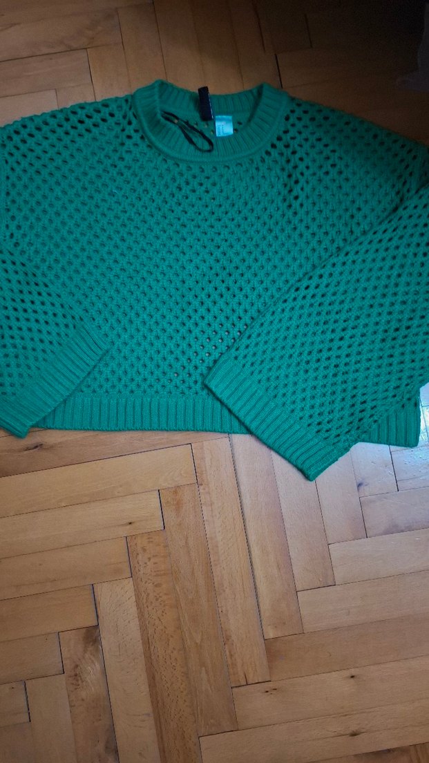 Kadın Yeşil Örgü Triko Kazak - Görsel 3