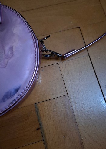 Pembe Deri Flamingo Desenli Yuvarlak Çanta - Görsel 4