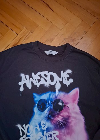 H&M Mor Baskılı Uzun Kollu Kadın Sweatshirt