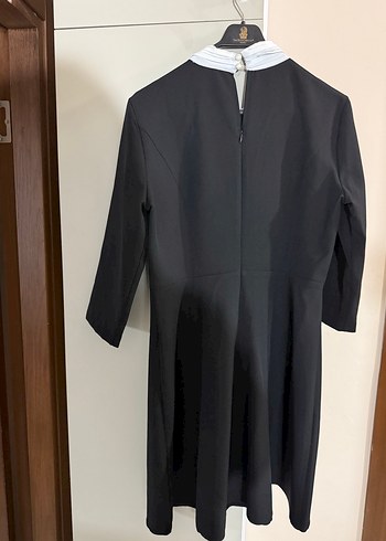 Siyah Uzun Kollu Midi Ofis Elbisesi - Görsel 4