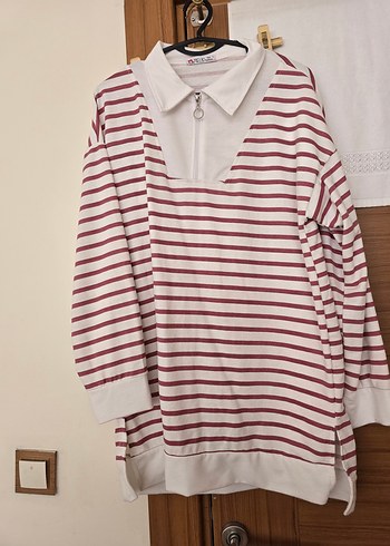 Diğer Bordo Çizgili Fermuarlı tunik