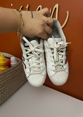 Beyaz Adidas Superstar Platform Spor Ayakkabı - Görsel 7