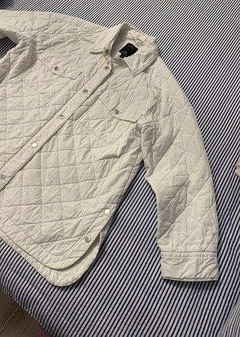 Düğmeli Beyaz Kadın Pamuk Ceket - Görsel 2