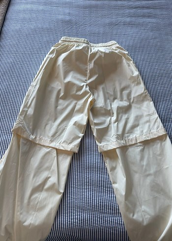 Kadın Beyaz Keten Pilili Midi Pantolon - Görsel 2