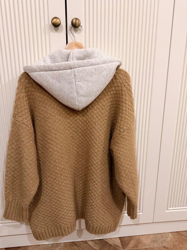 Örgü Kahverengi Hamile Hırka - Görsel 3