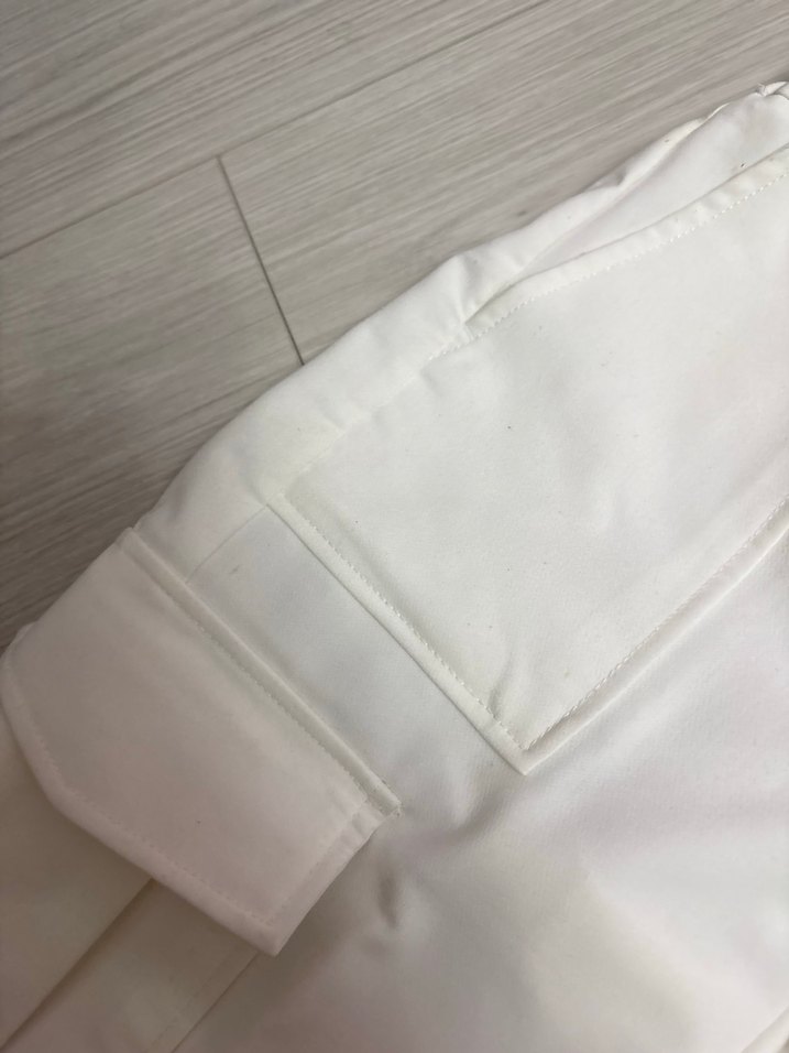 Beyaz Kemerli Midi Kadın Kumaş Pantolon - Görsel 4