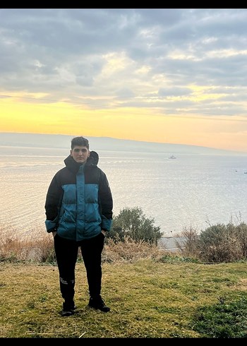 Mavi Siyah Şişme Kışlık Mont - Görsel 2