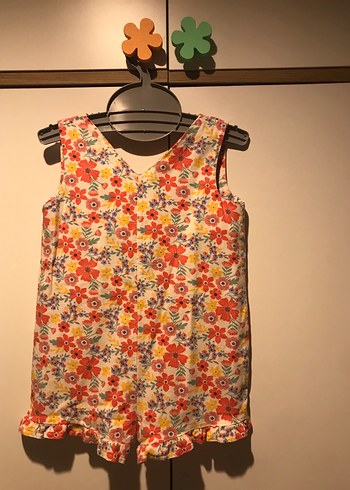 Çiçek Desenli Renkli Kız Bebek Tulum