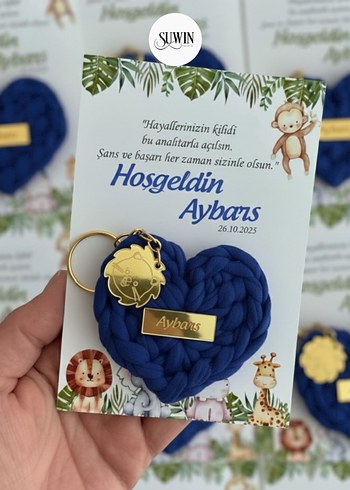 Hediyelik Kalp Figürlü Haki Bohem Anahtarlık - Görsel 4