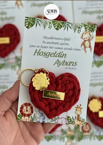 Hediyelik Kalp Figürlü Haki Bohem Anahtarlık - Görsel 3