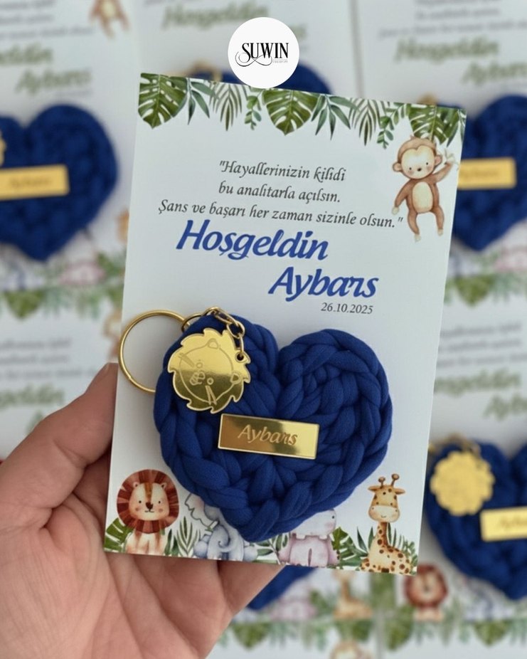 Hediyelik Kalp Figürlü Haki Bohem Anahtarlık - Görsel 4