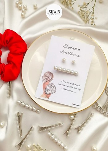 en guzel hediyeliklerimizden İnci küpe ve toka - Görsel 2