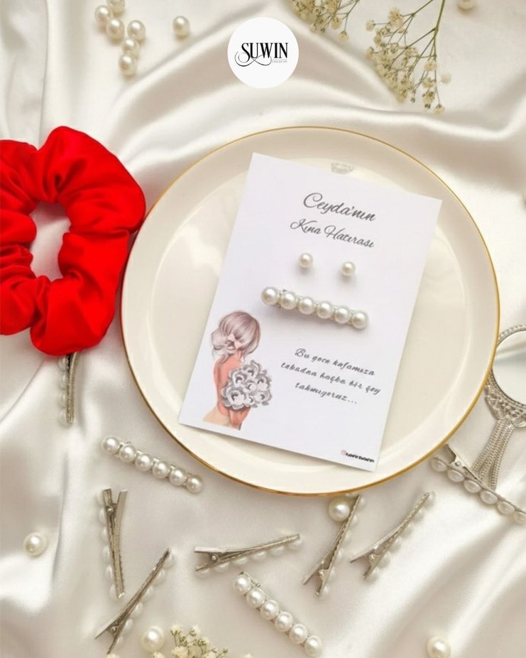 en guzel hediyeliklerimizden İnci küpe ve toka - Görsel 2