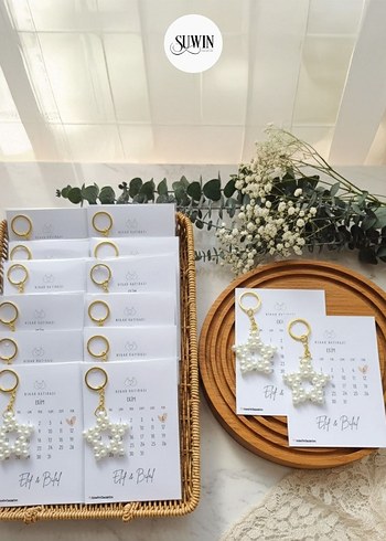 Söz nisan hediyesi inci Boncuklu Yıldız Anahtarlık - Görsel 2