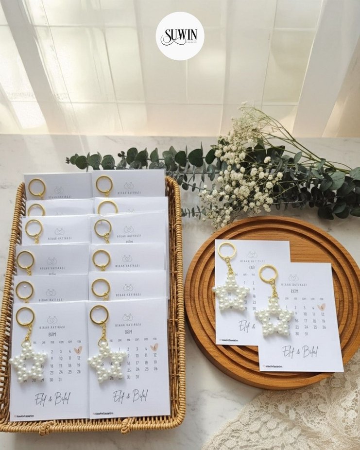 Söz nisan hediyesi inci Boncuklu Yıldız Anahtarlık - Görsel 2