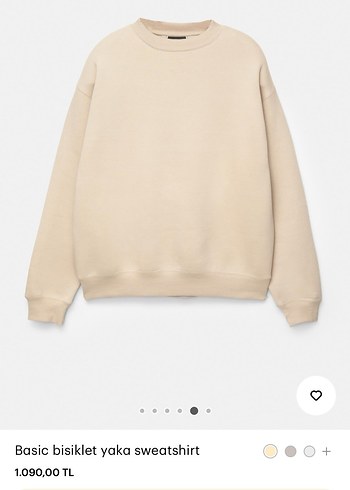 Pull and Bear Basic Bisiklet Yaka Bej Sweatshirt
