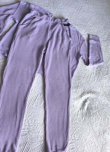 10 Yaş Beden mor Renk Lila kare desenli eşofman takımı pijama takımı LCW kız çocuk 