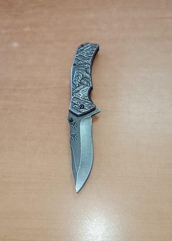Beden Ayı kabartmalı Katlanır Kamp Bıçağı