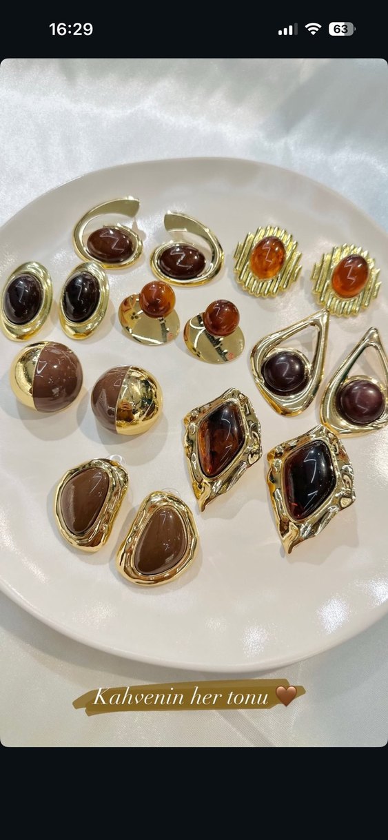 Kırmızı Mini Parlak Bohem Küpe Seti - Görsel 2