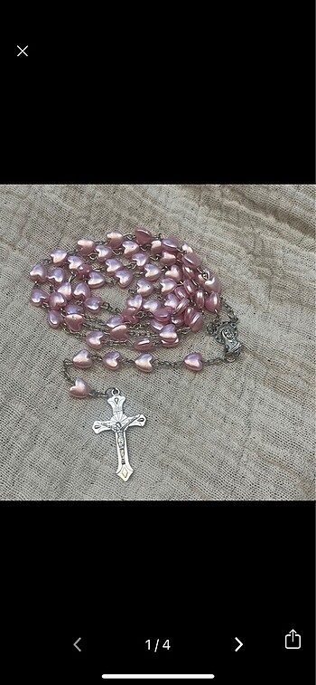 pembe inci kalp rosary