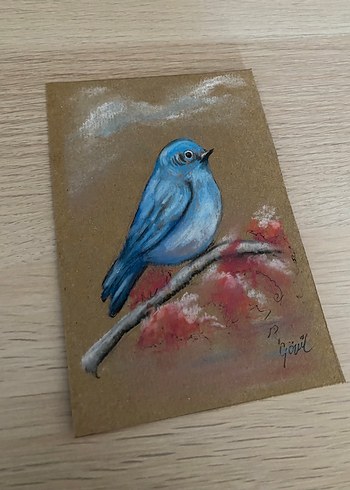 Diğer Mavi Kuşlu Pastel Tablo