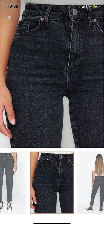 m Beden siyah Renk Trendyolmilla mom jean