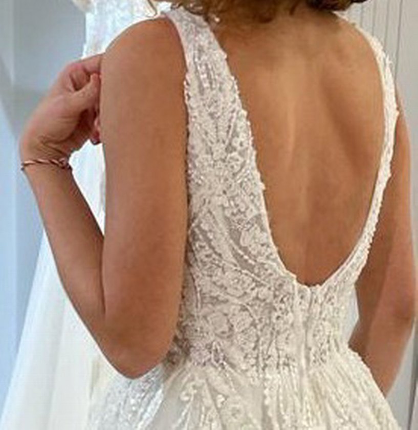 Modern Klasik A Kesim Beyaz Gelinlik - Görsel 5