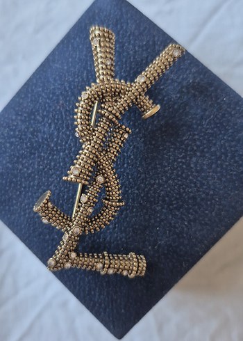 Beden altın Renk YSL Altın Renkli İşlemeli Payetli Broş