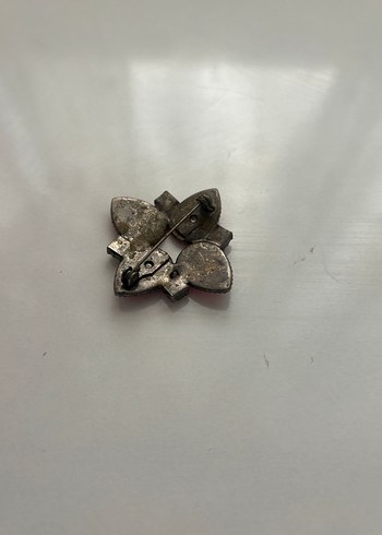 Kırmızı Payetli Vintage Broş - Görsel 3