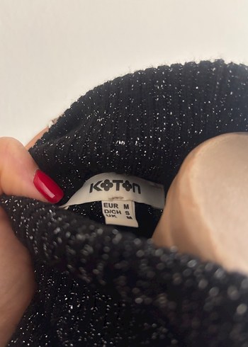 Kadın Simli Boğazlı İnce Triko Kazak - Görsel 4