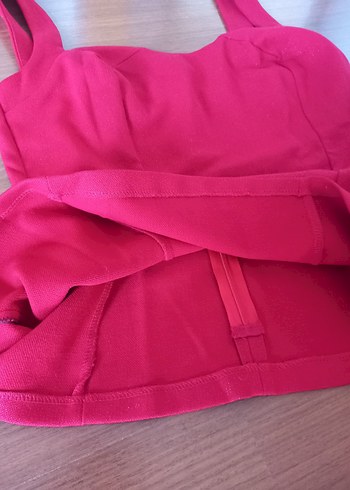 askılı bluz simli büstiyer kırmızı 40 beden - Görsel 8