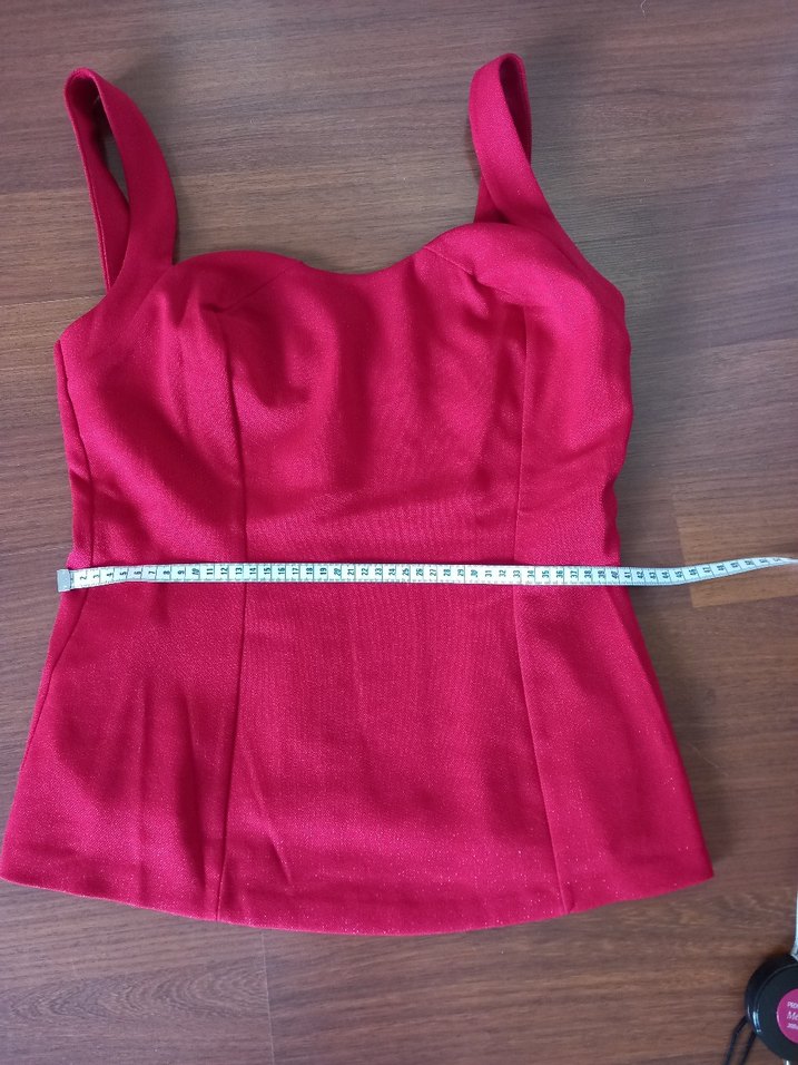 askılı bluz simli büstiyer kırmızı 40 beden - Görsel 5