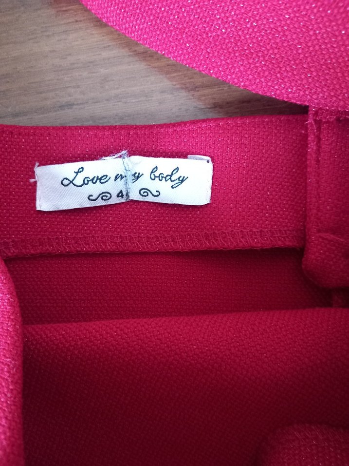 askılı bluz simli büstiyer kırmızı 40 beden - Görsel 2