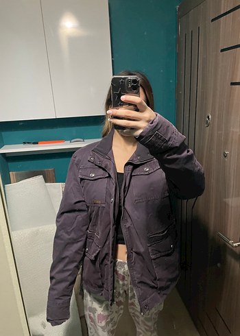 Düğmeli Mor Denim Kadın Ceket