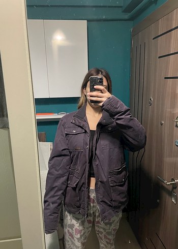 Zara Düğmeli Mor Denim Kadın Ceket