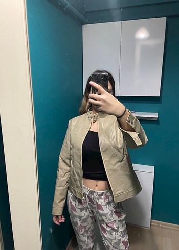 Zara Bej Deri Kadın Ceket