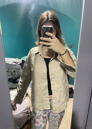Bej Kadın Midi Boy Rahat Kesim Ceket