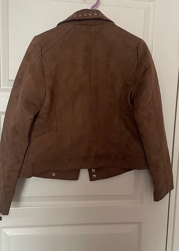 Düğmeli Kahverengi Süet Kadın Ceket - Görsel 4