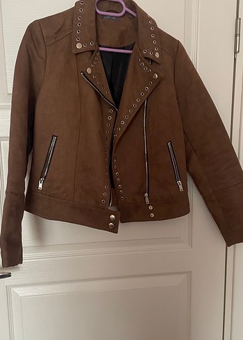 Düğmeli Kahverengi Süet Kadın Ceket - Görsel 2