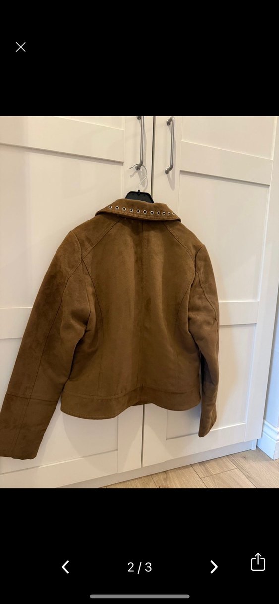 Kahverengi Süet Kemerli Biker Ceket - Görsel 3