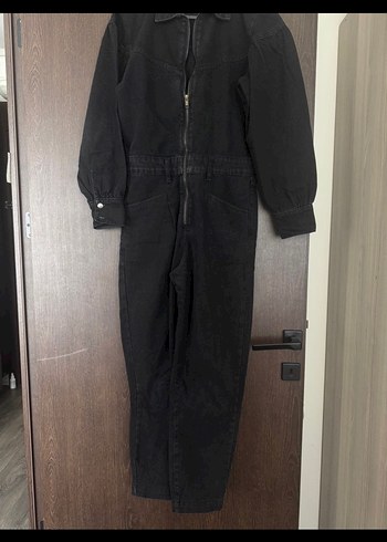 Kadın Siyah Kot Uzun Tulum - Görsel 2