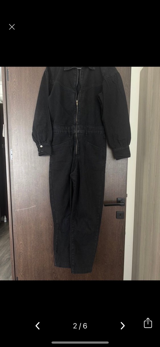 Kadın Siyah Kot Uzun Tulum - Görsel 2