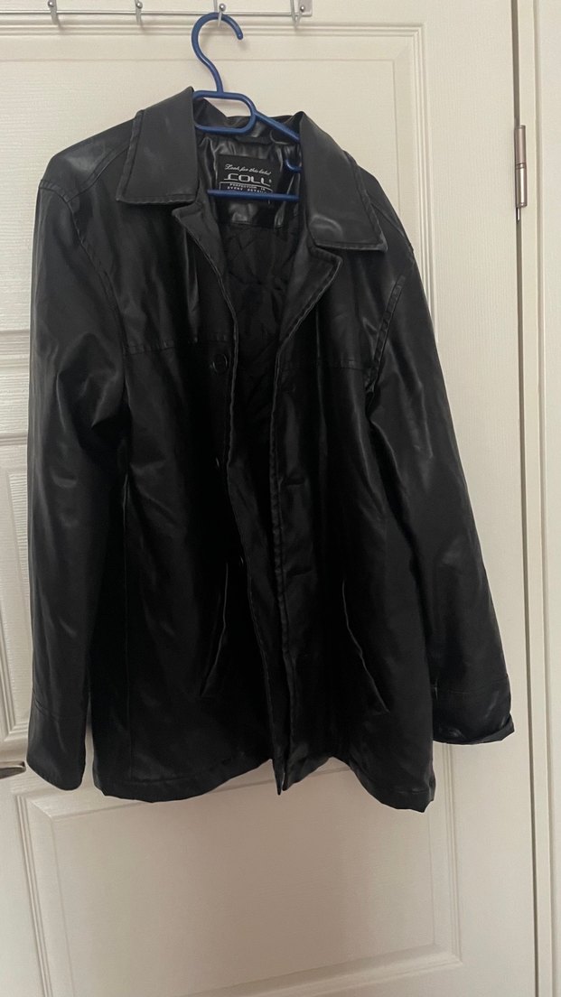 Düğmeli Siyah Kadın Deri Ceket - Görsel 2