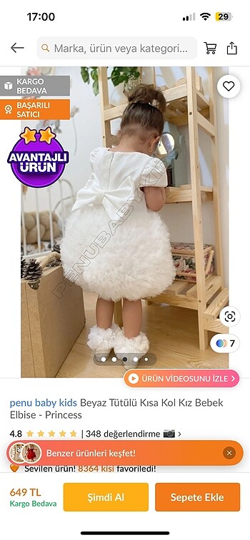 Tütülü Kısa Kol Bebek Elbise