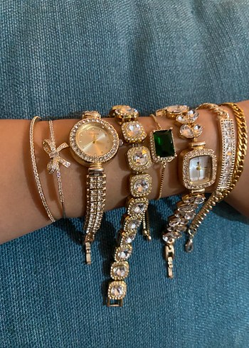 Işıltılı Altın Renkli Kadın Bileklik Seti - Görsel 4