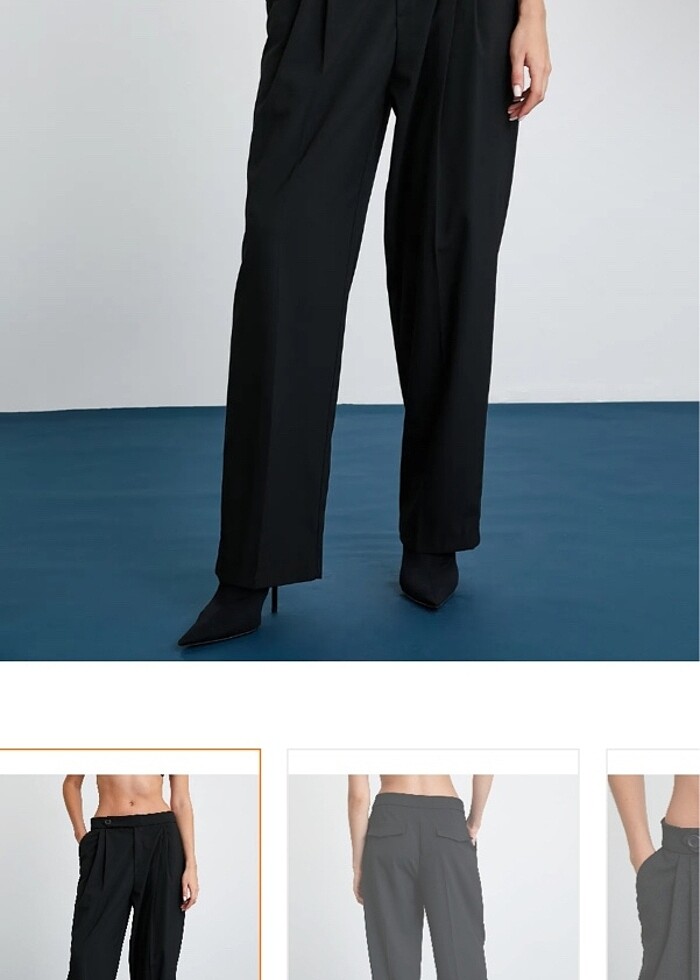 Koton siyah bel detaylı kumaş pantolon - Görsel 2